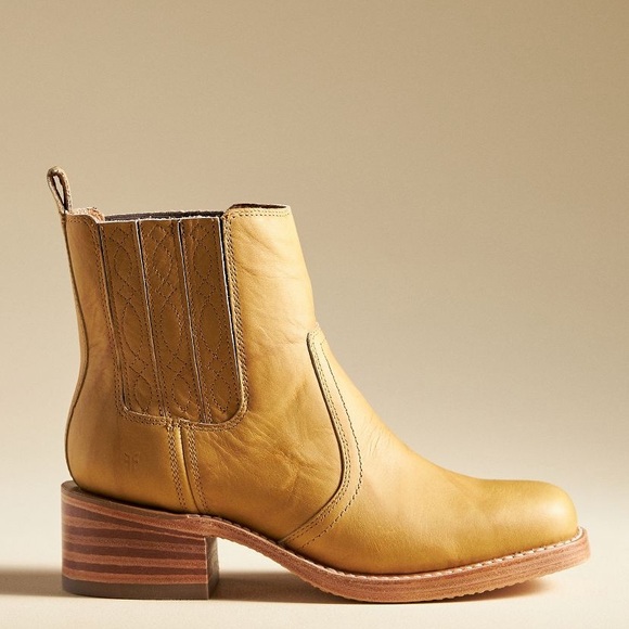 Frye Shoes - Frye Mustard Yellow Leather Chelsea Ankle Boots